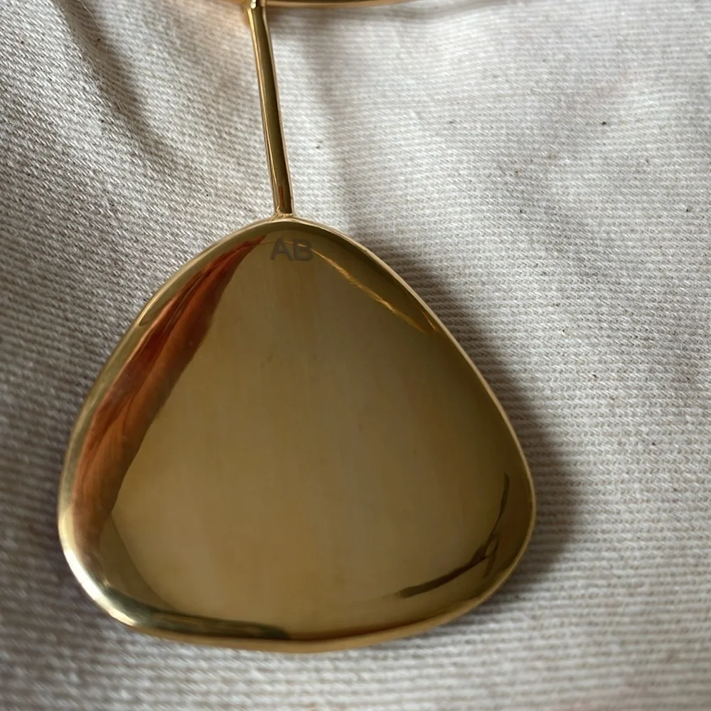 NWT Aurelie Bidermann Sofia Necklace in brass covered w 750 gold & lapis laquer
